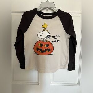 Peanuts Snoopy Woodstock Halloween Art Tee by Hanna Andersson-Black and Cream